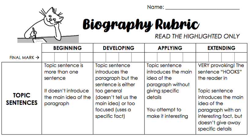 good topic sentence for biography